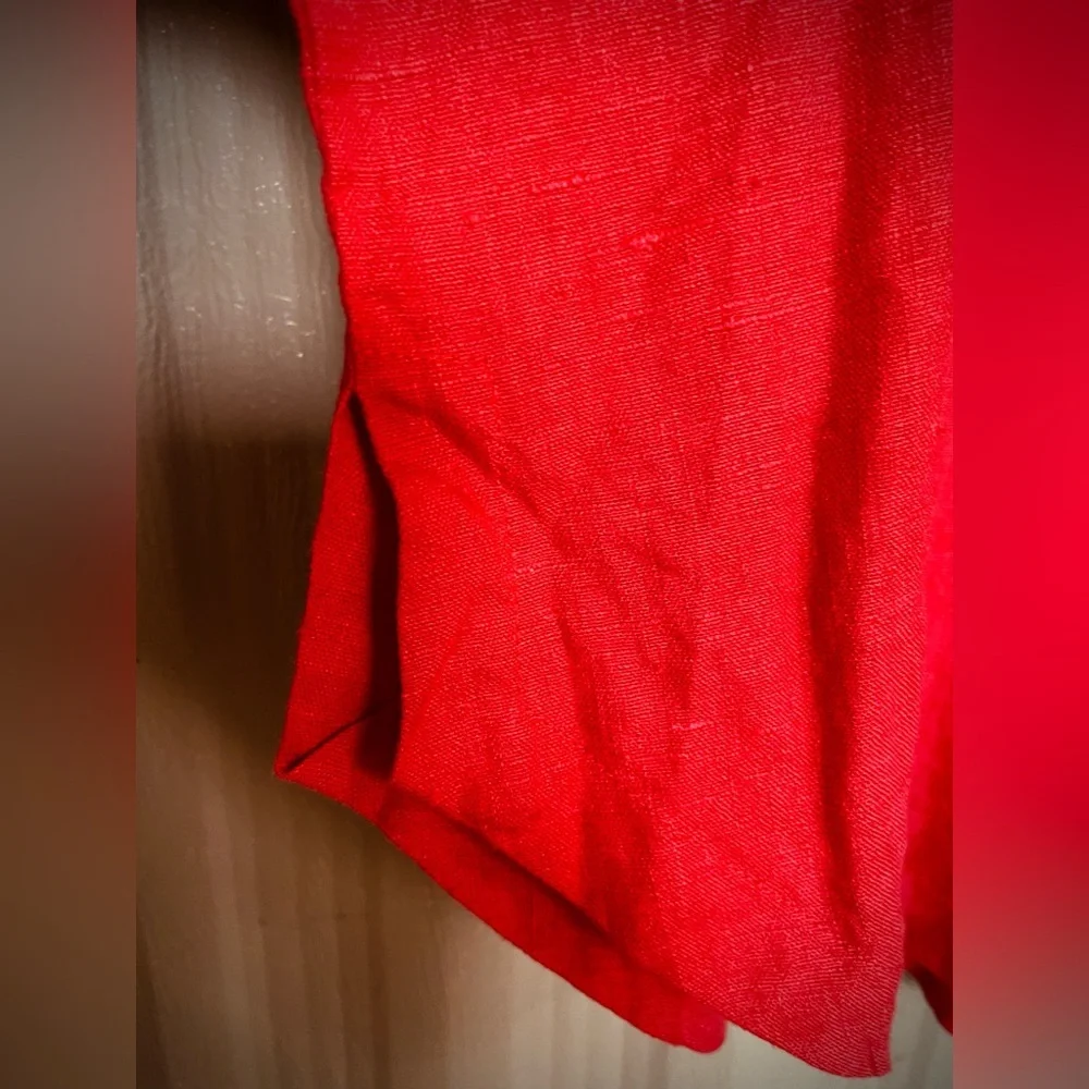 Itemz Chris Baumgartner 100% Linen Top Lagenlook Red Crop Dolman Slv USA OS FLAW - Picture 9 of 16